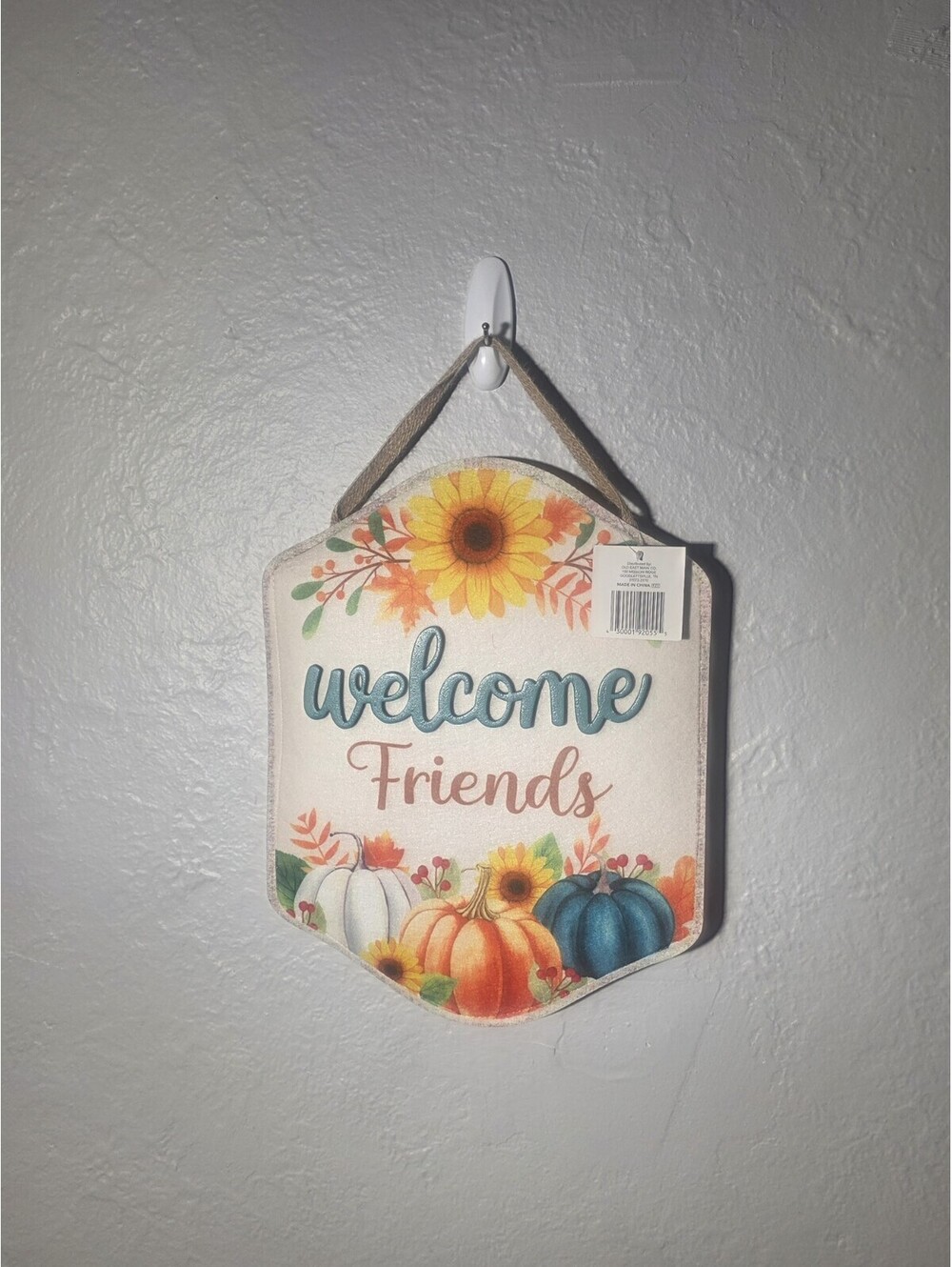 Welcome Friends Pumpkin Flowers Wall Hanging Fall Decor Felt Autumn